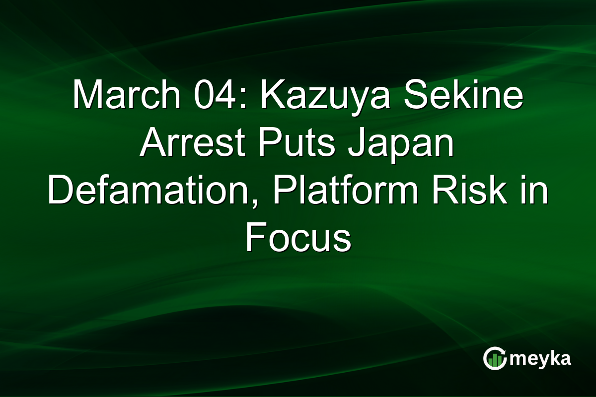 March 04: Kazuya Sekine Arrest Puts Japan Defamation, Platform Risk in Focus