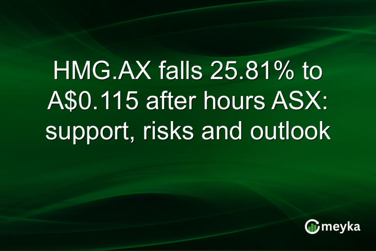 HMG.AX falls 25.81% to A$0.115 after hours ASX: support, risks and outlook