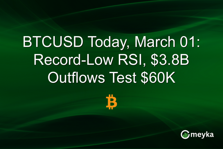 BTCUSD Today, March 01: Record-Low RSI, $3.8B Outflows Test $60K