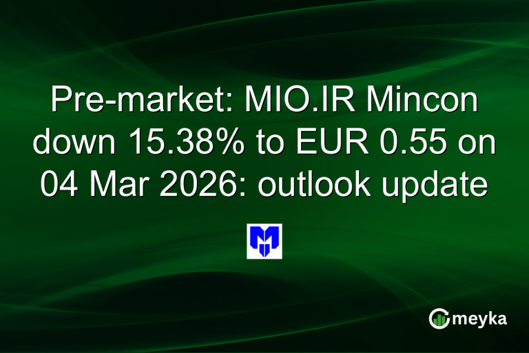 Pre-market: MIO.IR Mincon down 15.38% to EUR 0.55 on 04 Mar 2026: outlook update