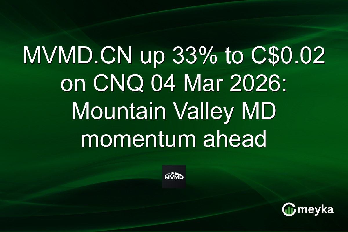 MVMD.CN up 33% to C$0.02 on CNQ 04 Mar 2026: Mountain Valley MD momentum ahead