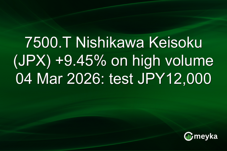 7500.T Nishikawa Keisoku (JPX) +9.45% on high volume 04 Mar 2026: test JPY12,000
