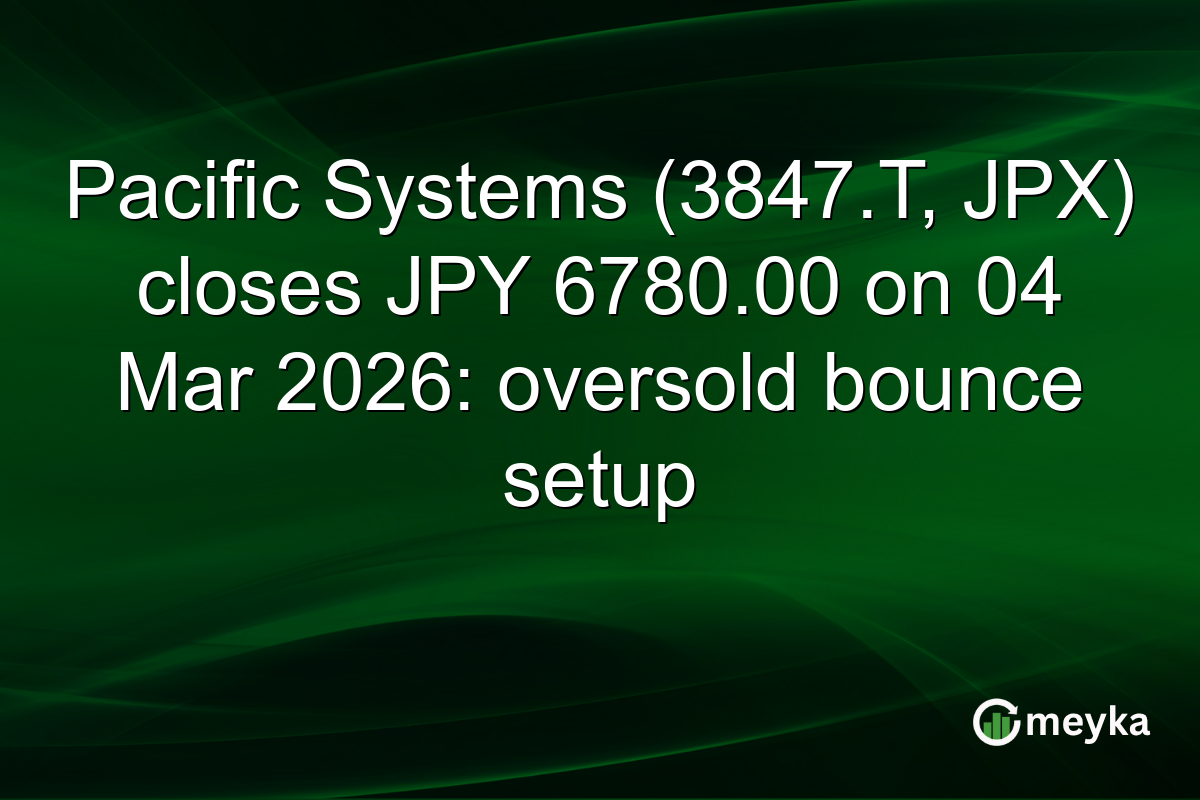 Pacific Systems (3847.T, JPX) closes JPY 6780.00 on 04 Mar 2026: oversold bounce setup