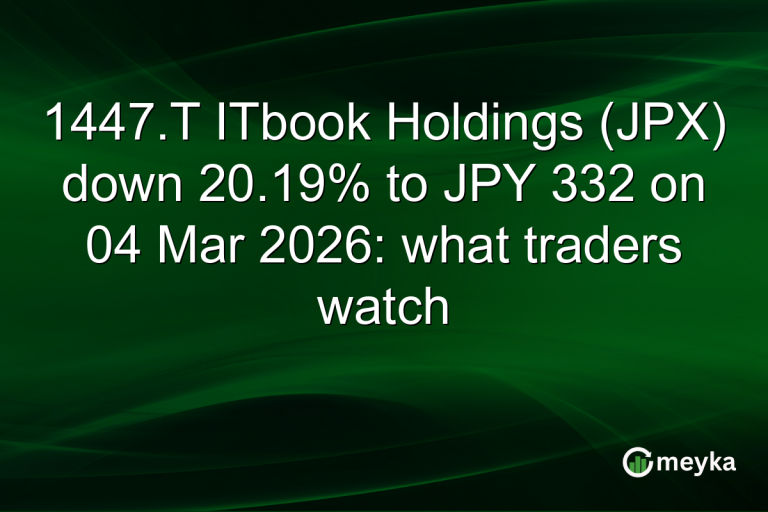 1447.T ITbook Holdings (JPX) down 20.19% to JPY 332 on 04 Mar 2026: what traders watch