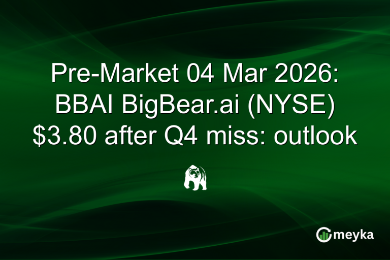 Pre-Market 04 Mar 2026: BBAI BigBear.ai (NYSE) $3.80 after Q4 miss: outlook