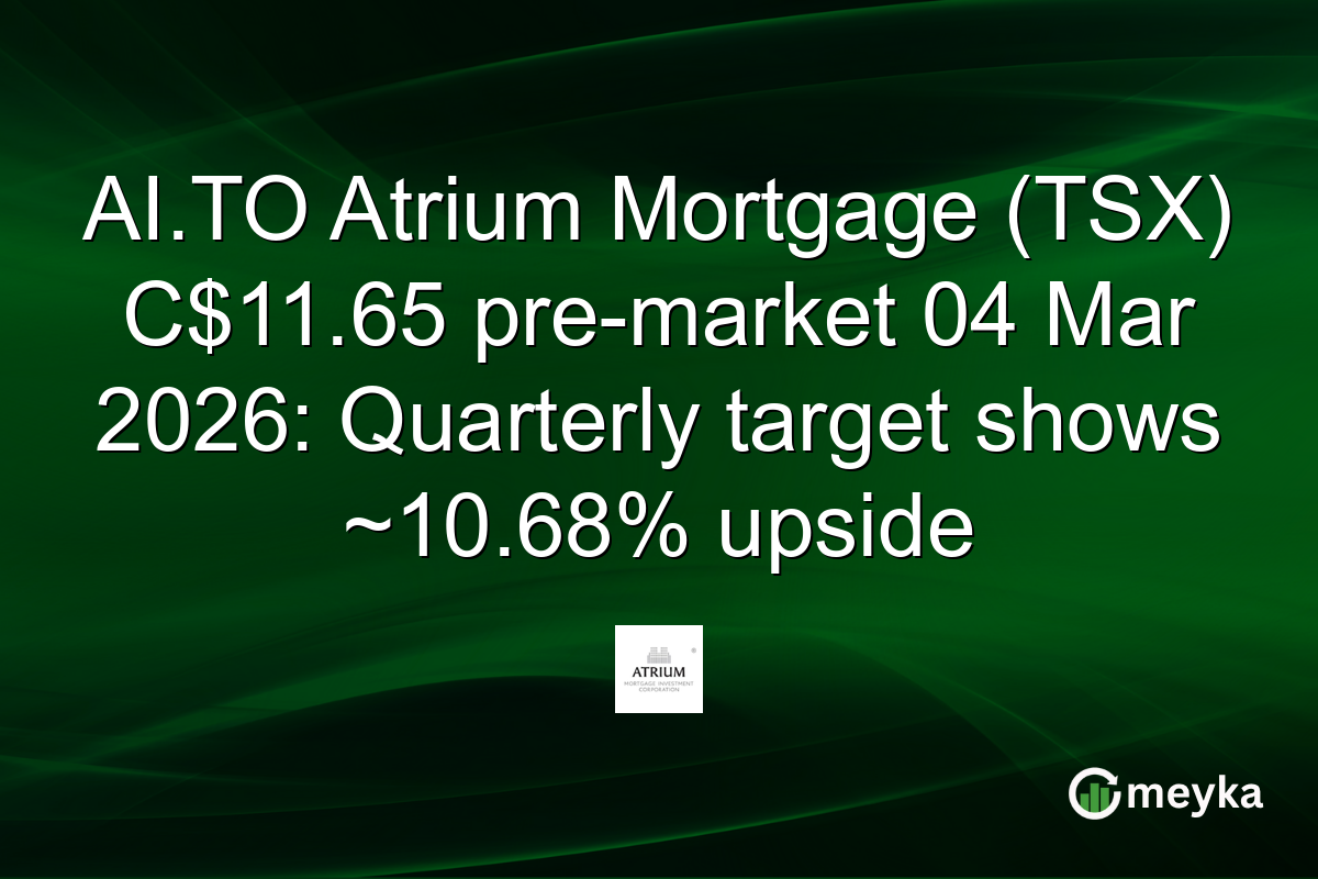 AI.TO Atrium Mortgage (TSX) C$11.65 pre-market 04 Mar 2026: Quarterly target shows ~10.68% upside