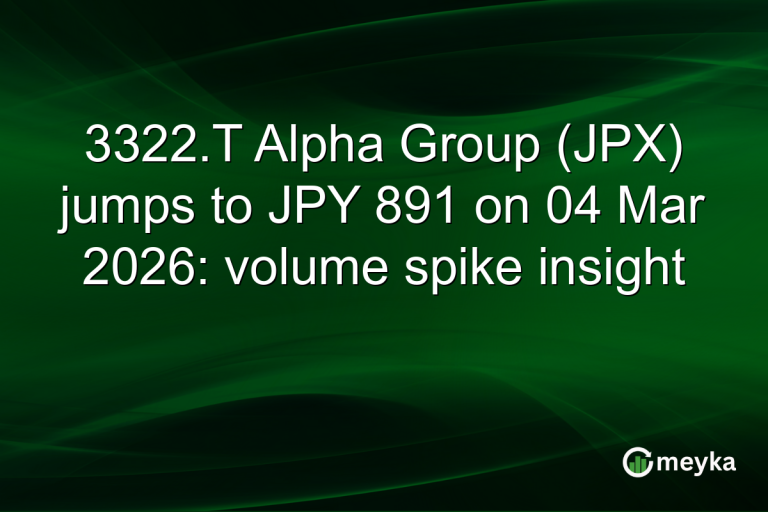 3322.T Alpha Group (JPX) jumps to JPY 891 on 04 Mar 2026: volume spike insight