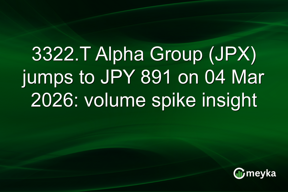 3322.T Alpha Group (JPX) jumps to JPY 891 on 04 Mar 2026: volume spike insight