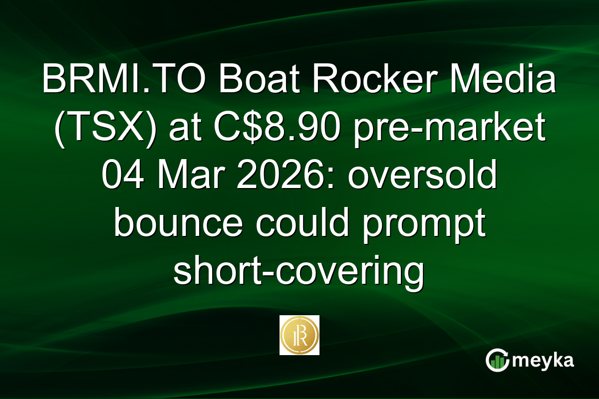 BRMI.TO Boat Rocker Media (TSX) at C$8.90 pre-market 04 Mar 2026: oversold bounce could prompt short-covering