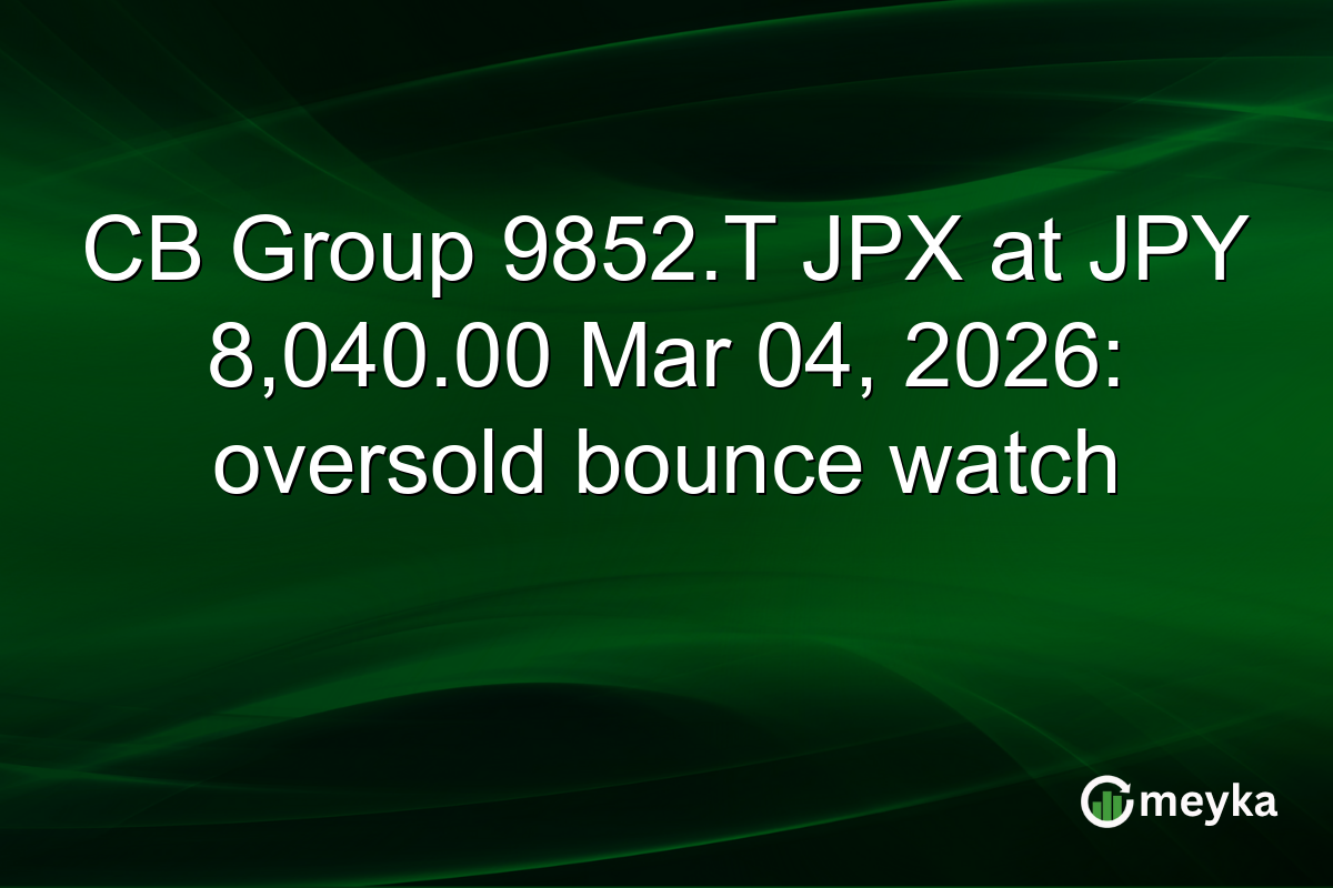 CB Group 9852.T JPX at JPY 8,040.00 Mar 04, 2026: oversold bounce watch