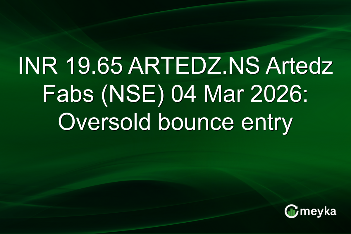 INR 19.65 ARTEDZ.NS Artedz Fabs (NSE) 04 Mar 2026: Oversold bounce entry