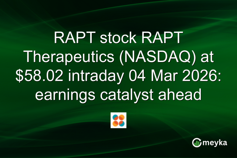 RAPT stock RAPT Therapeutics (NASDAQ) at $58.02 intraday 04 Mar 2026: earnings catalyst ahead