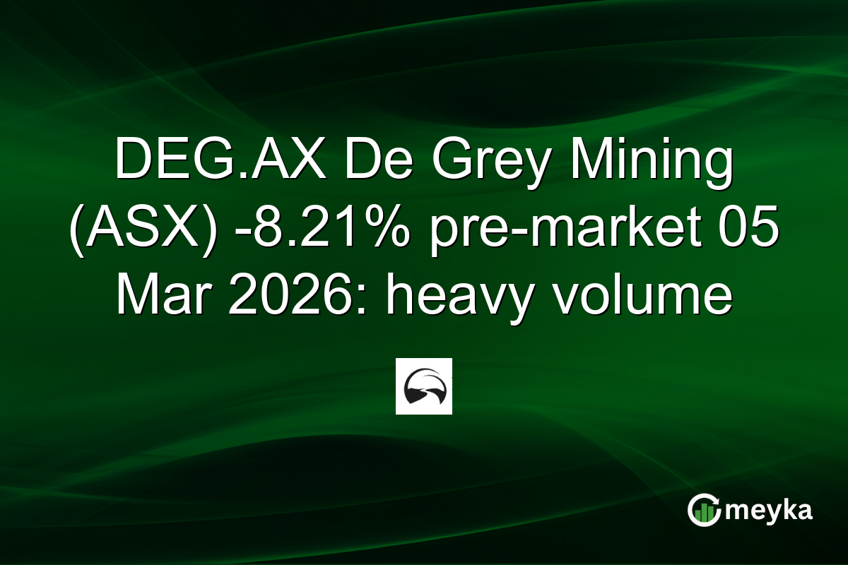 DEG.AX De Grey Mining (ASX) -8.21% pre-market 05 Mar 2026: heavy volume