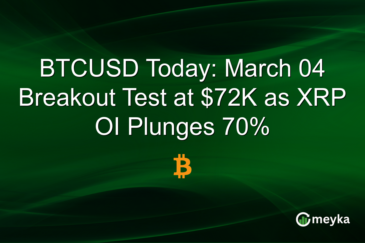 BTCUSD Today: March 04 Breakout Test at $72K as XRP OI Plunges 70%