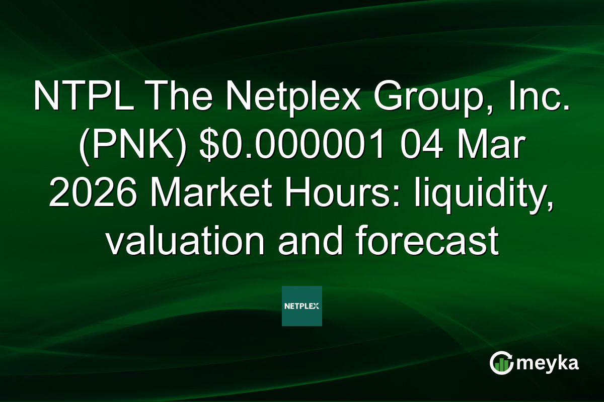 NTPL The Netplex Group, Inc. (PNK) $0.000001 04 Mar 2026 Market Hours: liquidity, valuation and forecast