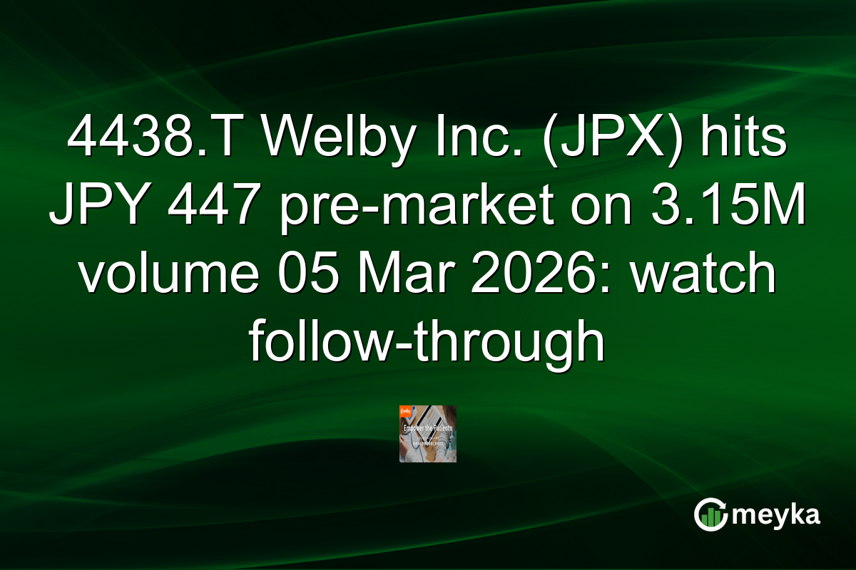 4438.T Welby Inc. (JPX) hits JPY 447 pre-market on 3.15M volume 05 Mar 2026: watch follow-through