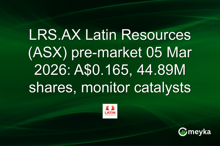 LRS.AX Latin Resources (ASX) pre-market 05 Mar 2026: A$0.165, 44.89M shares, monitor catalysts