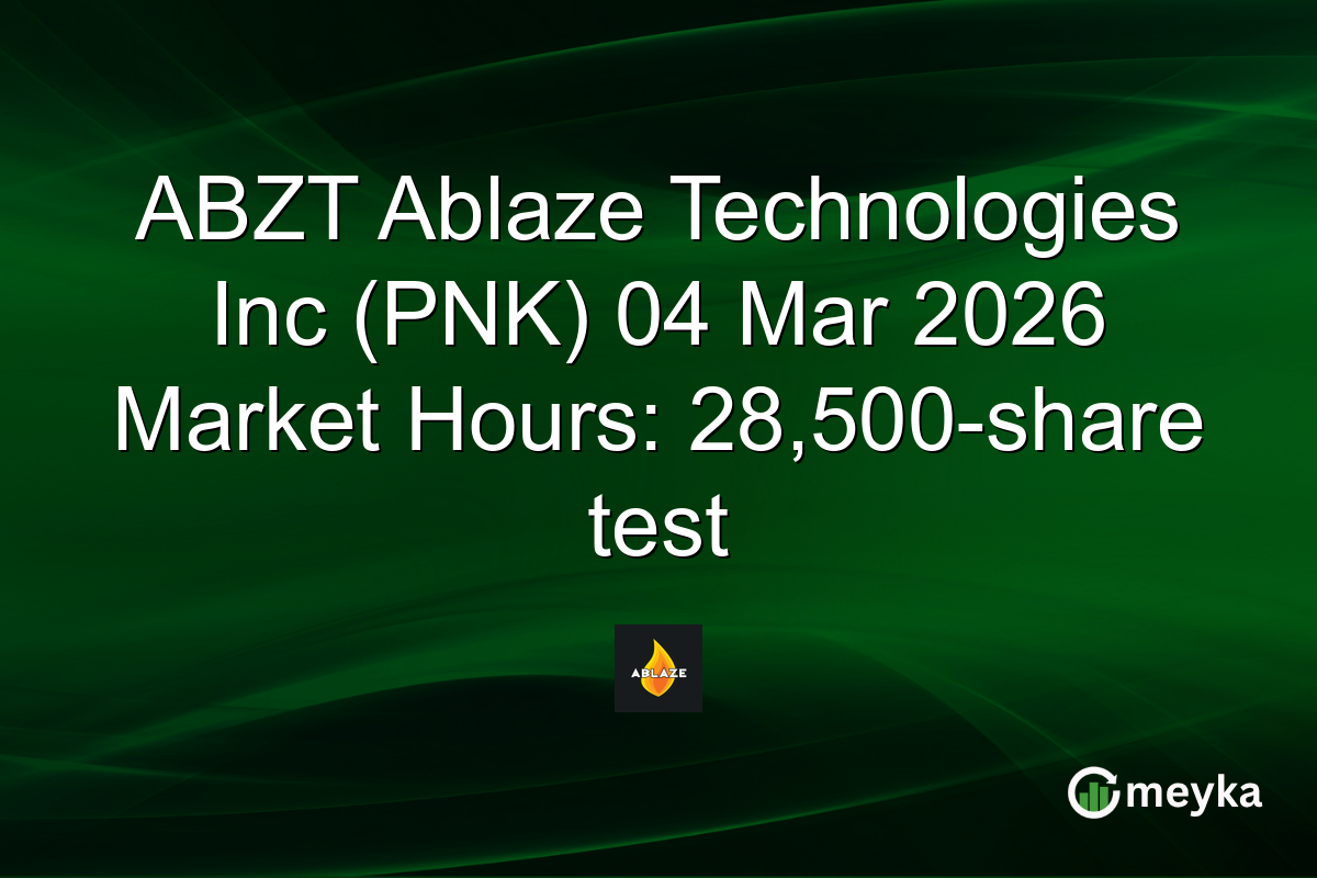 ABZT Ablaze Technologies Inc (PNK) 04 Mar 2026 Market Hours: 28,500-share test