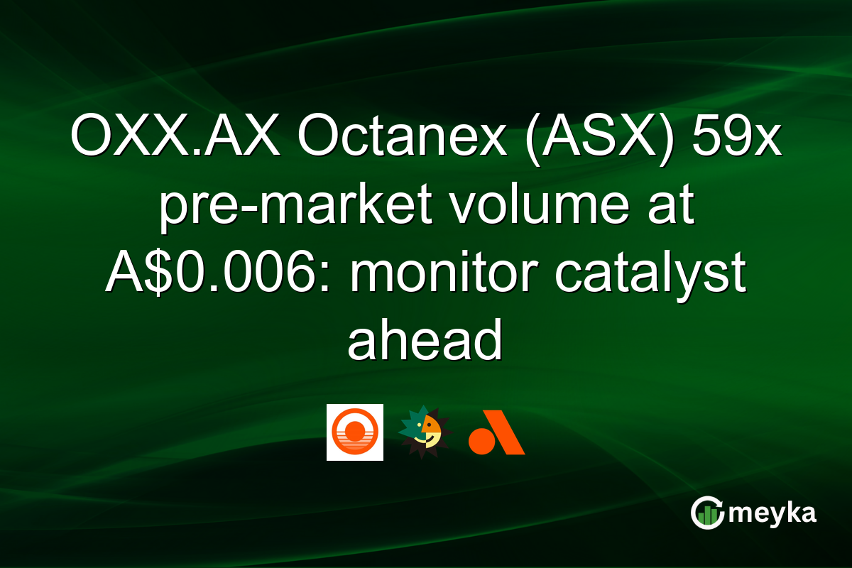 OXX.AX Octanex (ASX) 59x pre-market volume at A$0.006: monitor catalyst ahead