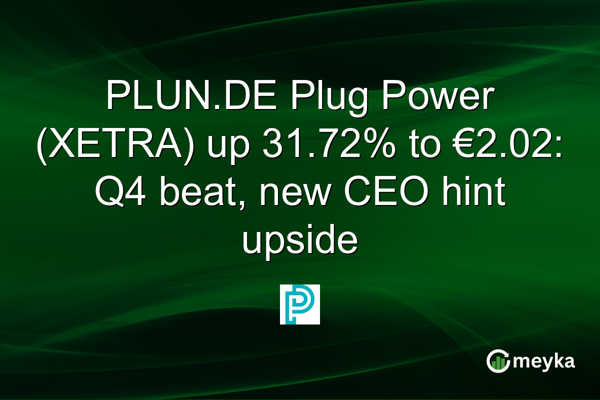PLUN.DE Plug Power (XETRA) up 31.72% to €2.02: Q4 beat, new CEO hint upside