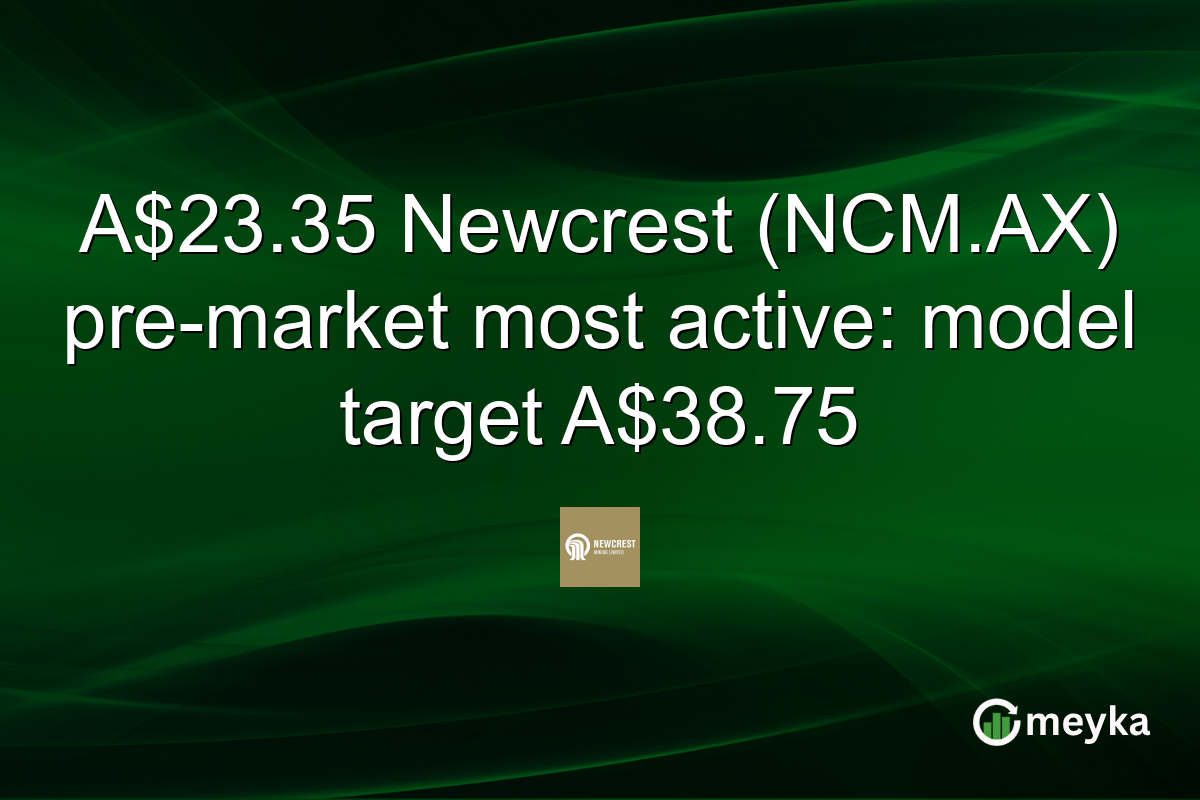 A$23.35 Newcrest (NCM.AX) pre-market most active: model target A$38.75