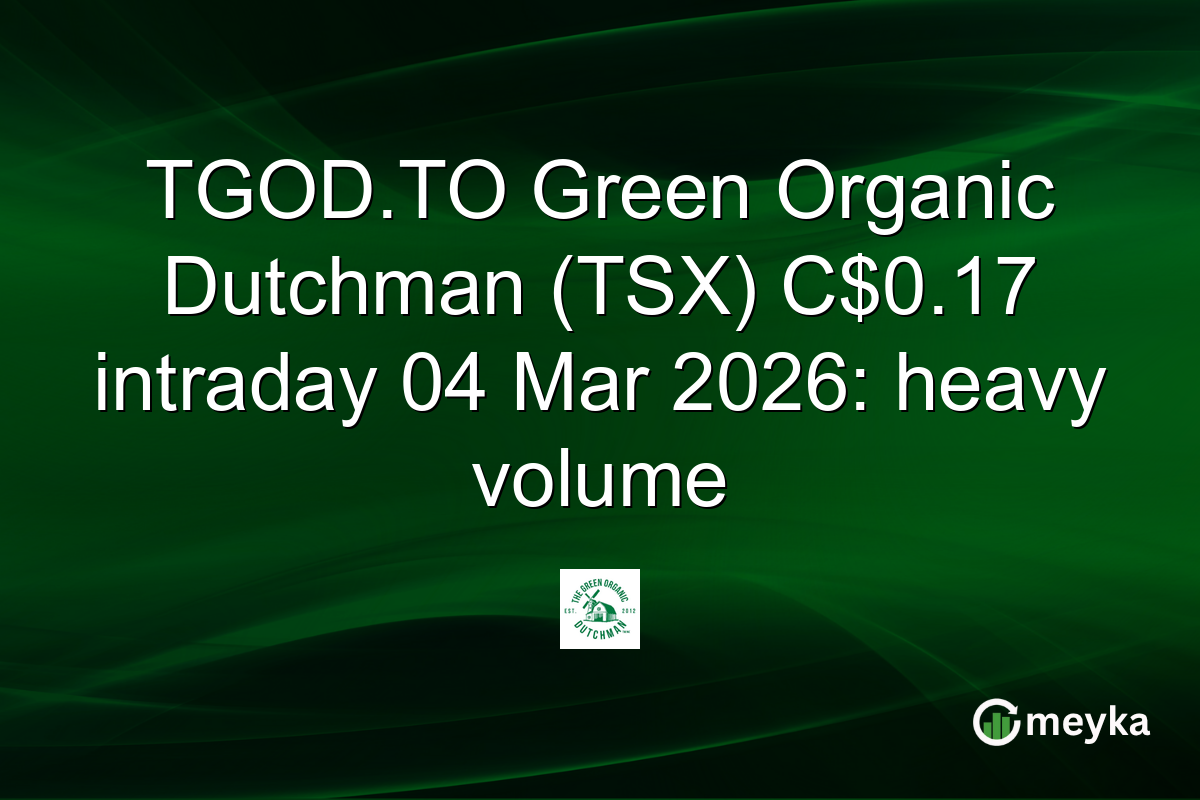 TGOD.TO Green Organic Dutchman (TSX) C$0.17 intraday 04 Mar 2026: heavy volume