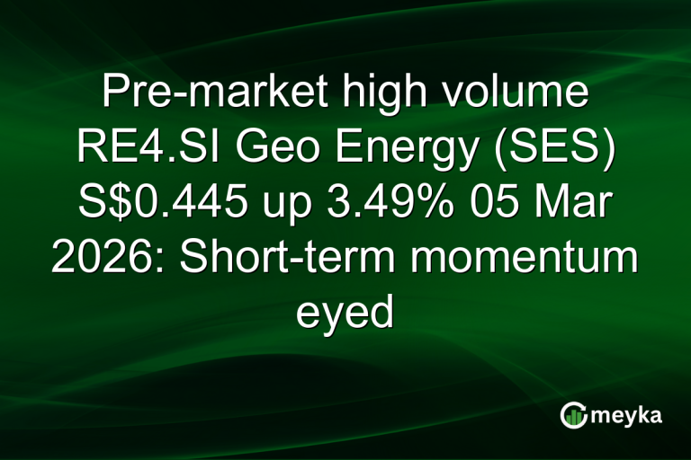 Pre-market high volume RE4.SI Geo Energy (SES) S$0.445 up 3.49% 05 Mar 2026: Short-term momentum eyed