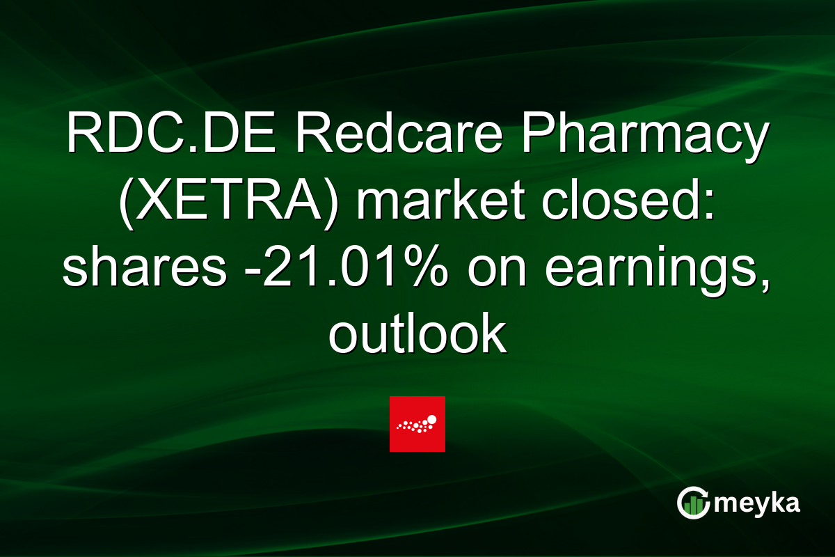 RDC.DE Redcare Pharmacy (XETRA) market closed: shares -21.01% on earnings, outlook