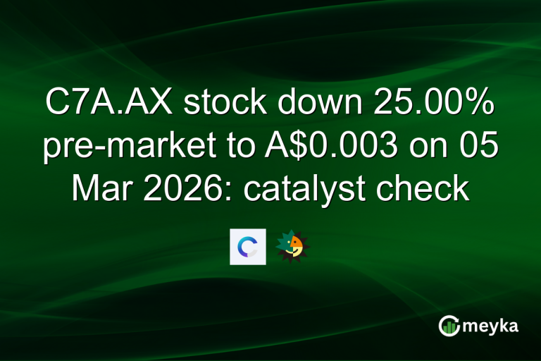 C7A.AX stock down 25.00% pre-market to A$0.003 on 05 Mar 2026: catalyst check