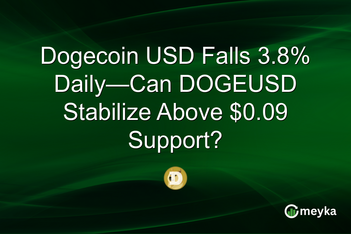 Dogecoin USD Falls 3.8% Daily—Can DOGEUSD Stabilize Above $0.09 Support?