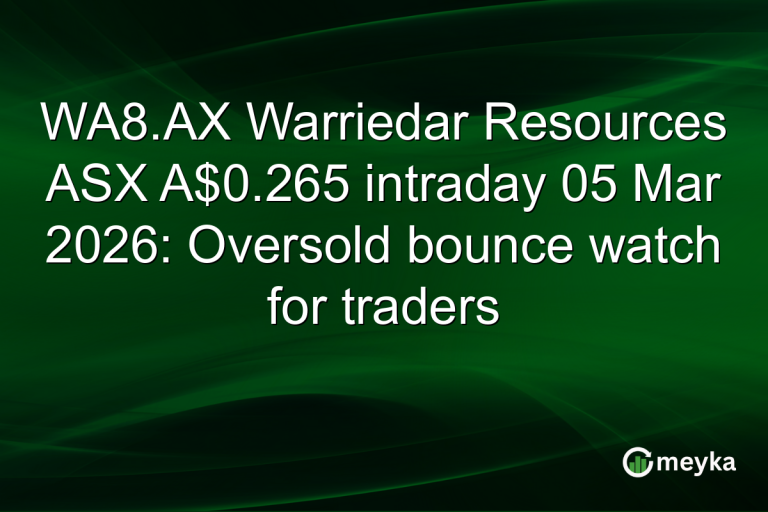 WA8.AX Warriedar Resources ASX A$0.265 intraday 05 Mar 2026: Oversold bounce watch for traders