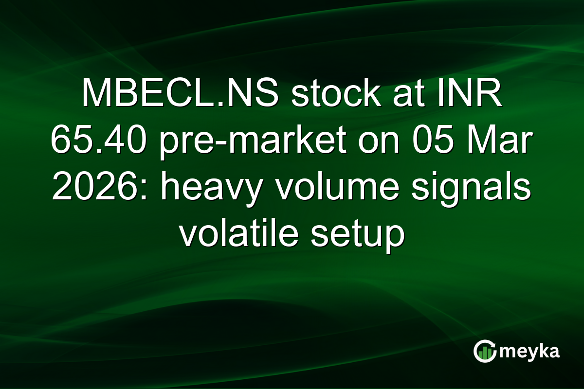 MBECL.NS stock at INR 65.40 pre-market on 05 Mar 2026: heavy volume signals volatile setup