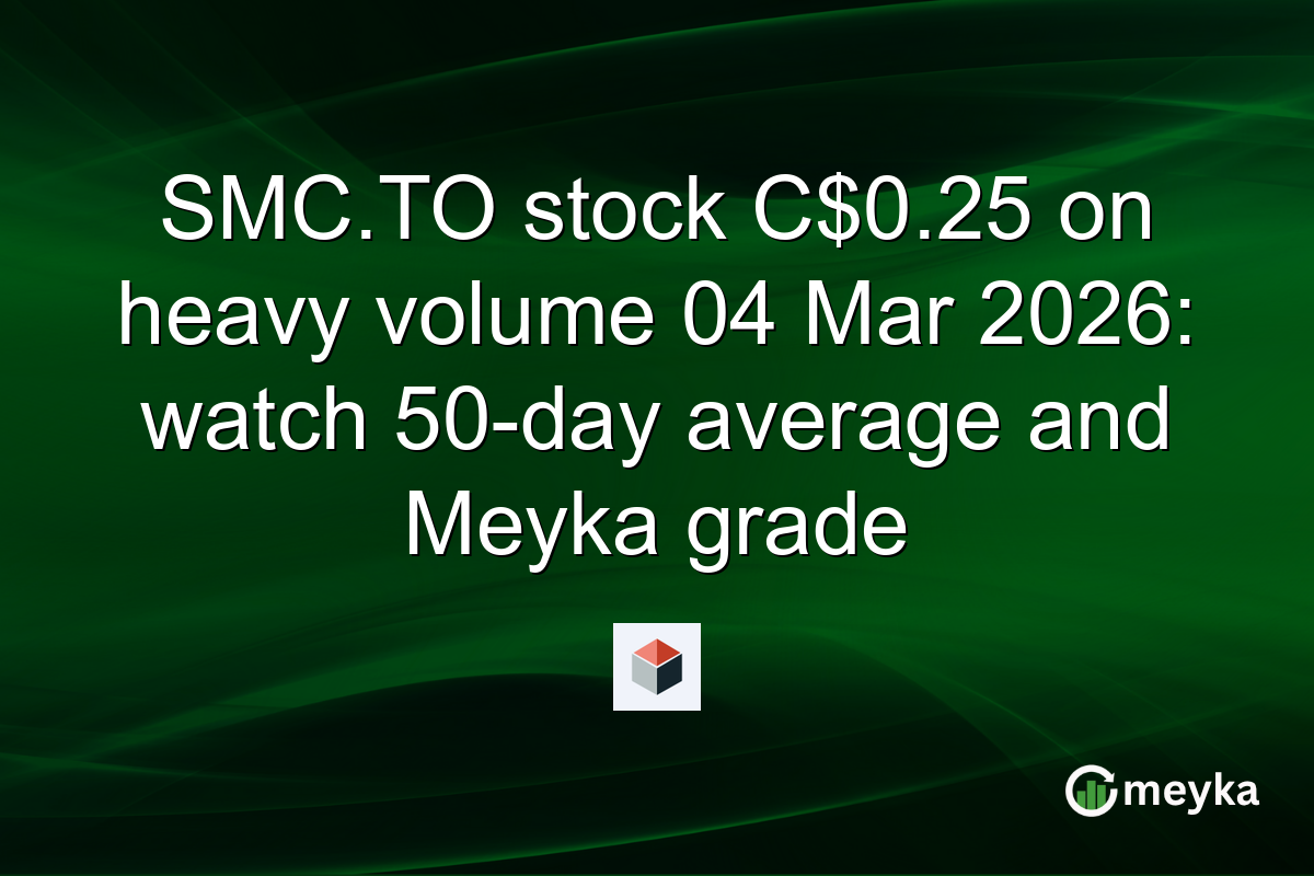 SMC.TO stock C$0.25 on heavy volume 04 Mar 2026: watch 50-day average and Meyka grade