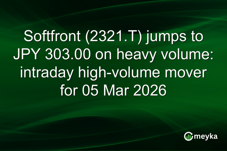 Softfront (2321.T) jumps to JPY 303.00 on heavy volume: intraday high-volume mover for 05 Mar 2026