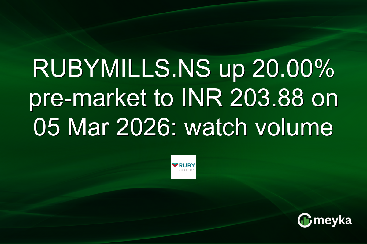 RUBYMILLS.NS up 20.00% pre-market to INR 203.88 on 05 Mar 2026: watch volume