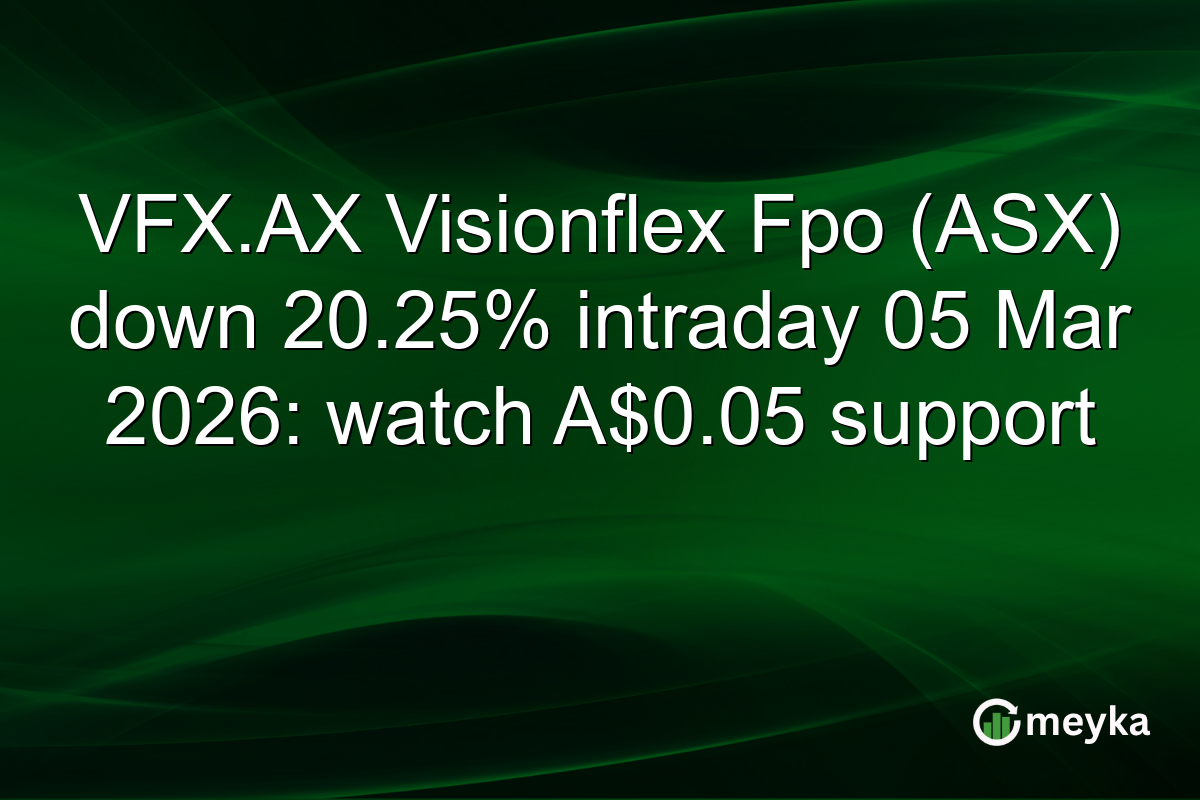 VFX.AX Visionflex Fpo (ASX) down 20.25% intraday 05 Mar 2026: watch A$0.05 support