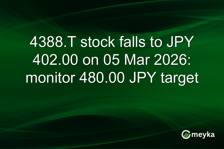 4388.T stock falls to JPY 402.00 on 05 Mar 2026: monitor 480.00 JPY target