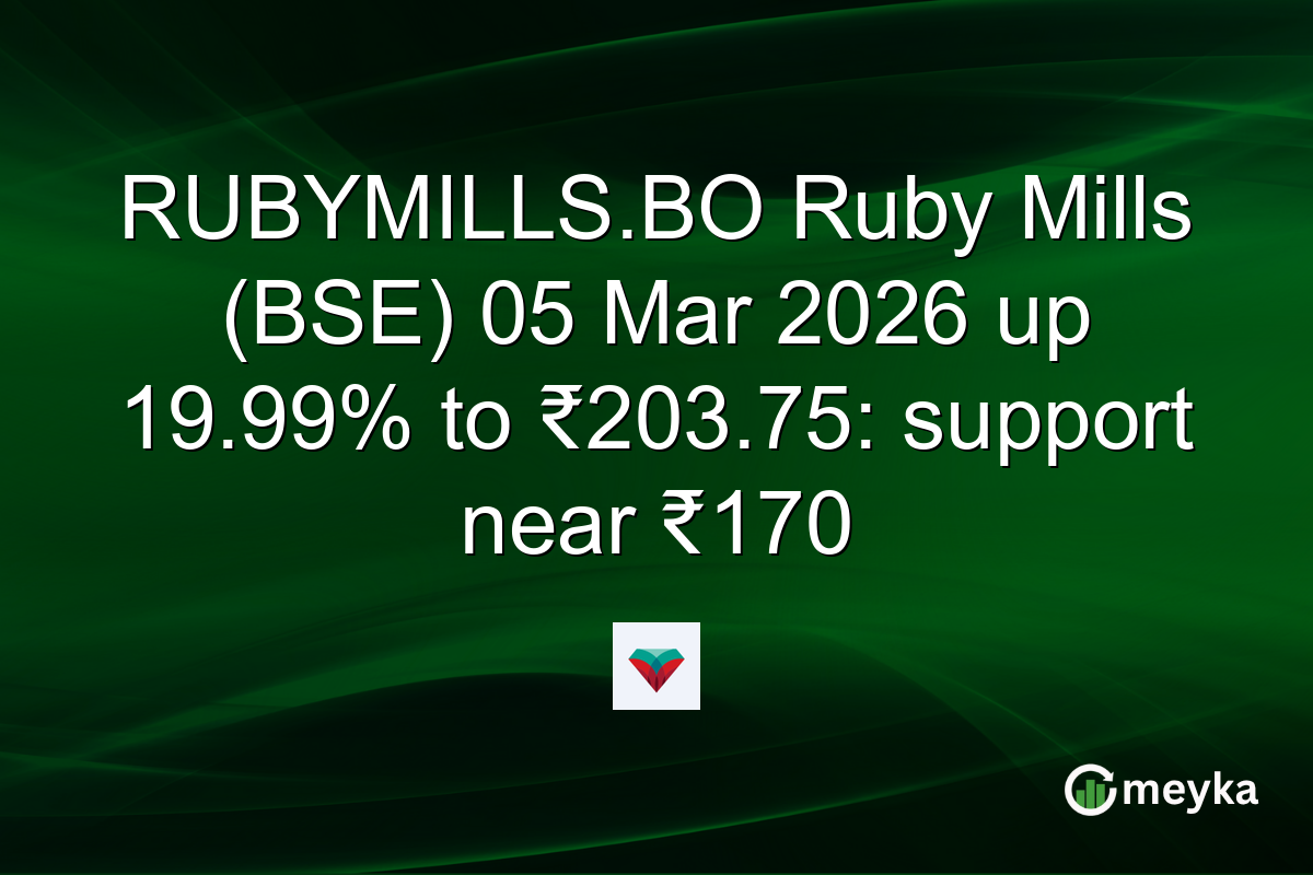 RUBYMILLS.BO Ruby Mills (BSE) 05 Mar 2026 up 19.99% to ₹203.75: support near ₹170