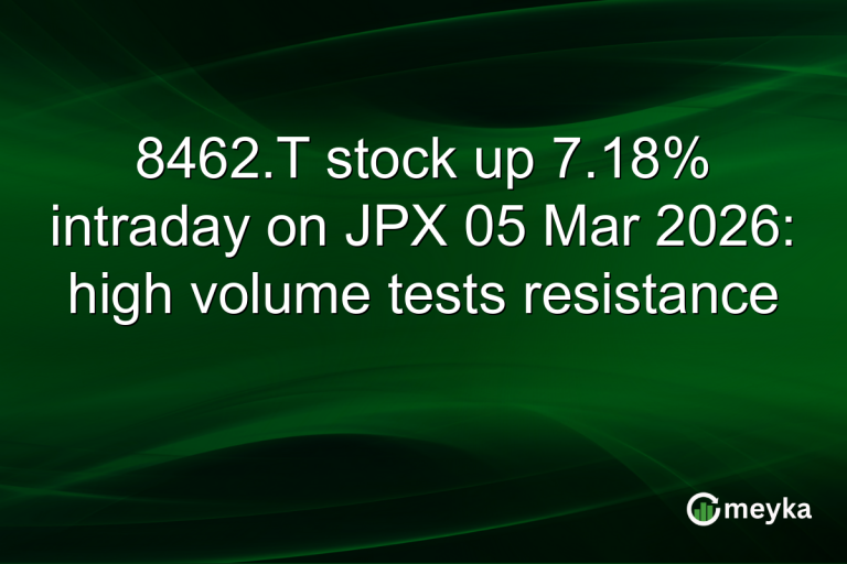 8462.T stock up 7.18% intraday on JPX 05 Mar 2026: high volume tests resistance