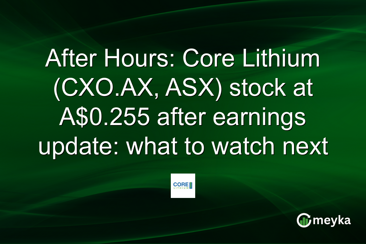 After Hours: Core Lithium (CXO.AX, ASX) stock at A$0.255 after earnings update: what to watch next