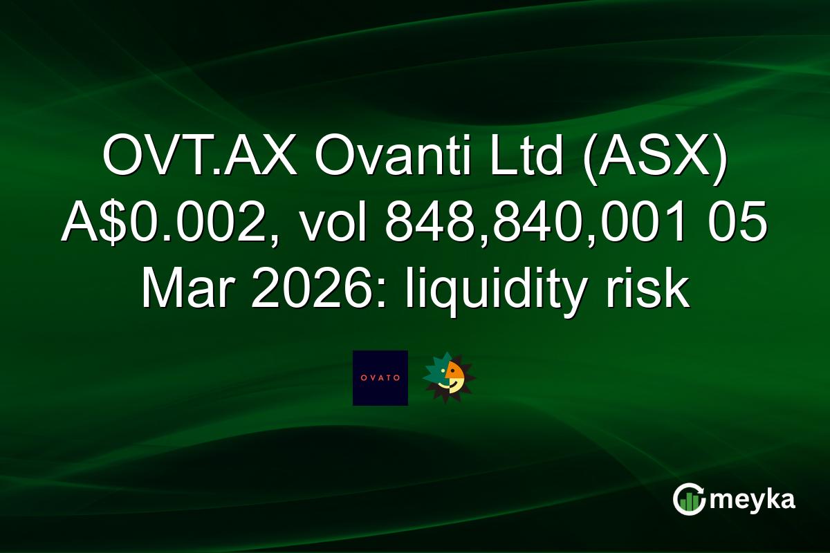 OVT.AX Ovanti Ltd (ASX) A$0.002, vol 848,840,001 05 Mar 2026: liquidity risk