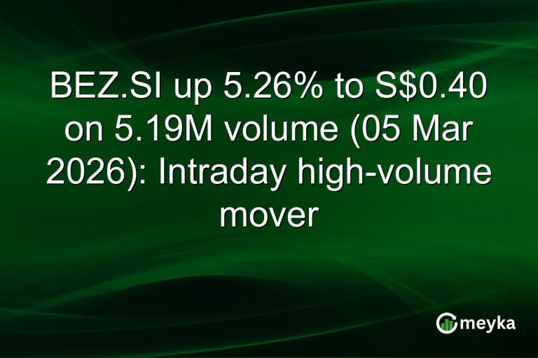 BEZ.SI up 5.26% to S$0.40 on 5.19M volume (05 Mar 2026): Intraday high-volume mover
