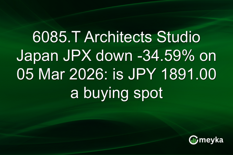 6085.T Architects Studio Japan JPX down -34.59% on 05 Mar 2026: is JPY 1891.00 a buying spot
