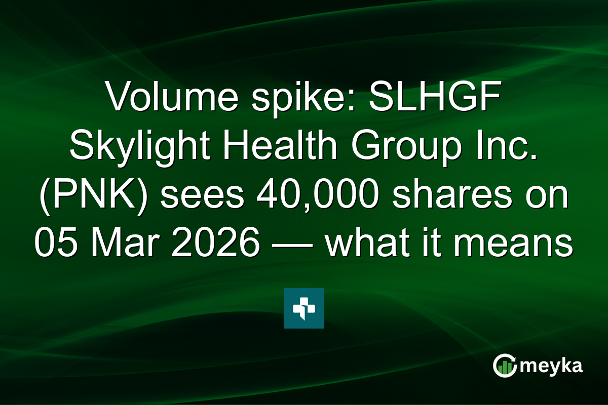 Volume spike: SLHGF Skylight Health Group Inc. (PNK) sees 40,000 shares on 05 Mar 2026 — what it means