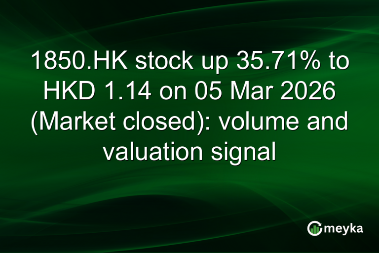 1850.HK stock up 35.71% to HKD 1.14 on 05 Mar 2026 (Market closed): volume and valuation signal