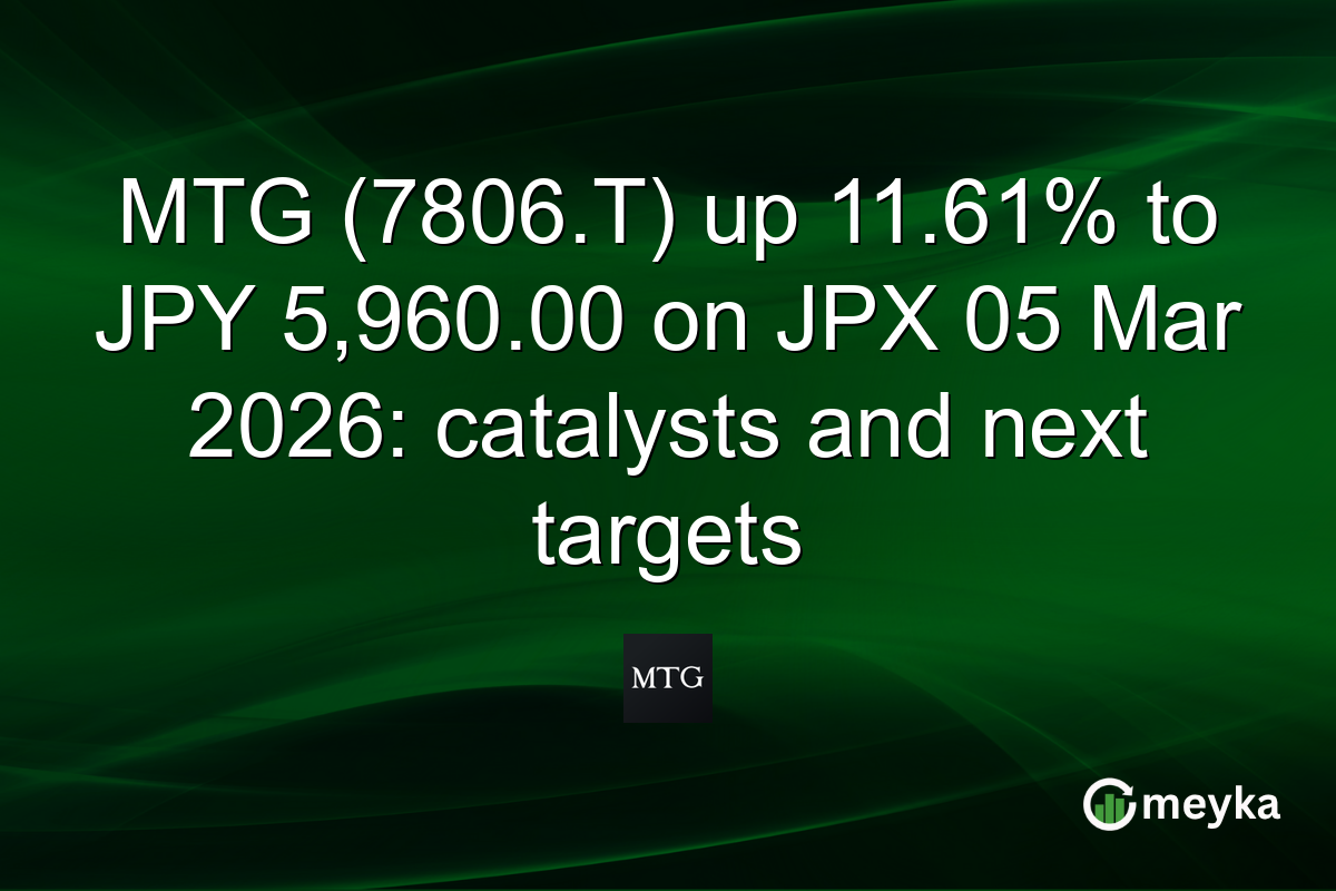 MTG (7806.T) up 11.61% to JPY 5,960.00 on JPX 05 Mar 2026: catalysts and next targets