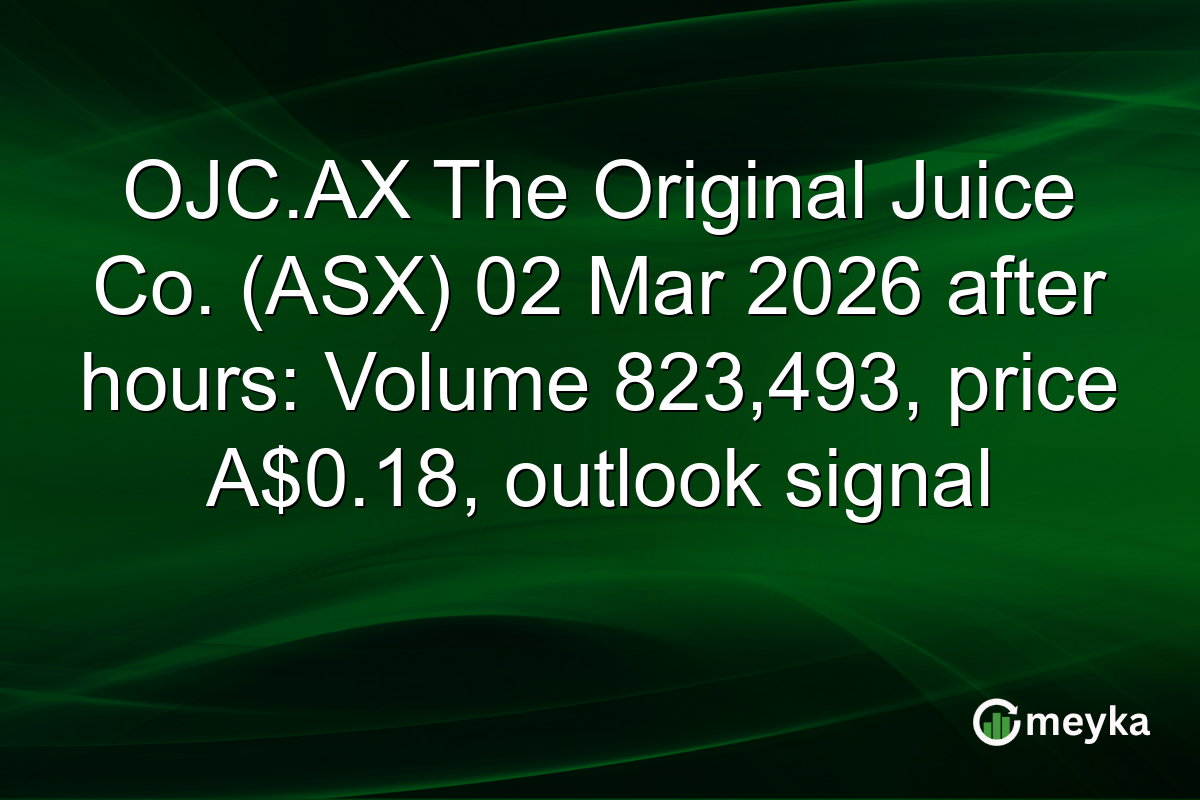 OJC.AX The Original Juice Co. (ASX) 02 Mar 2026 after hours: Volume 823,493, price A$0.18, outlook signal