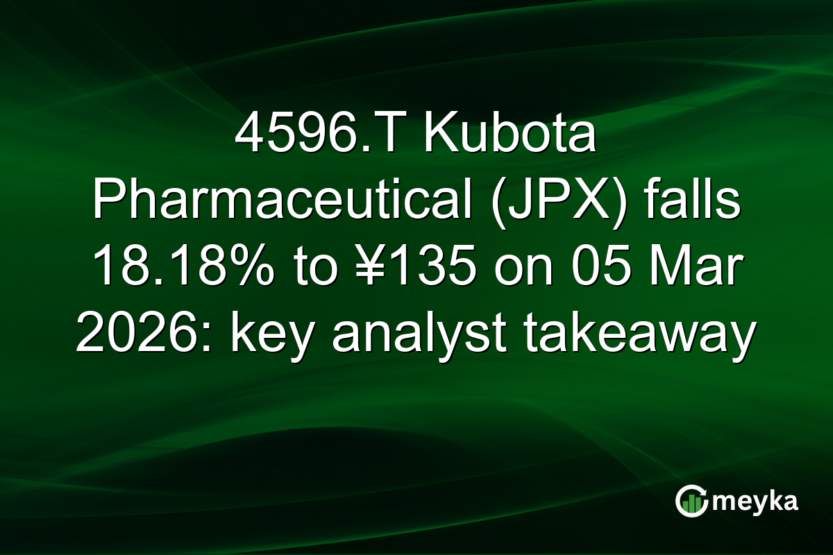 4596.T Kubota Pharmaceutical (JPX) falls 18.18% to ¥135 on 05 Mar 2026: key analyst takeaway