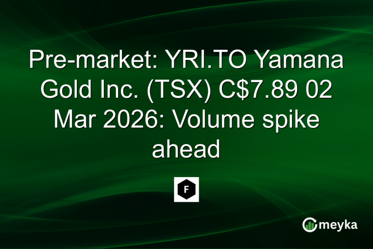 Pre-market: YRI.TO Yamana Gold Inc. (TSX) C$7.89 02 Mar 2026: Volume spike ahead