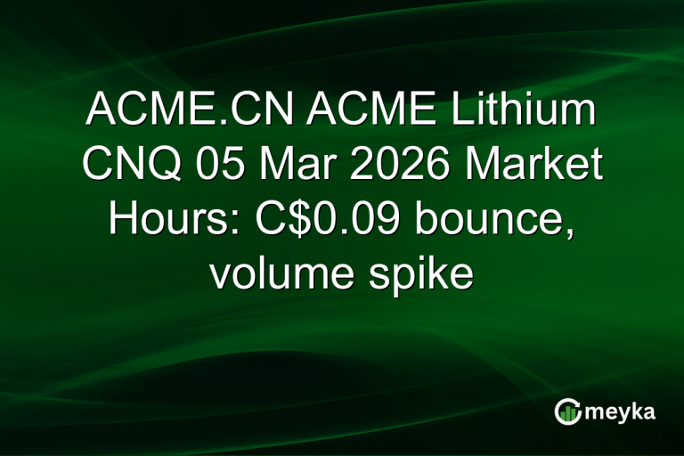 ACME.CN ACME Lithium CNQ 05 Mar 2026 Market Hours: C$0.09 bounce, volume spike